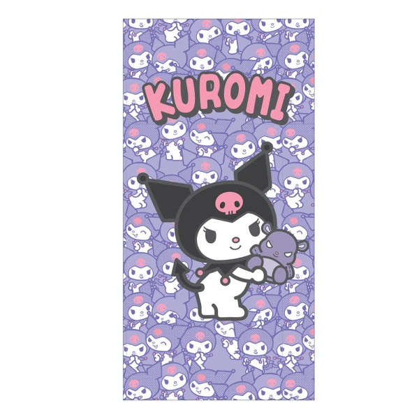 KIDS BEACH TOWEL MICROFIBER 70X140 cm PURPLE KUROMI