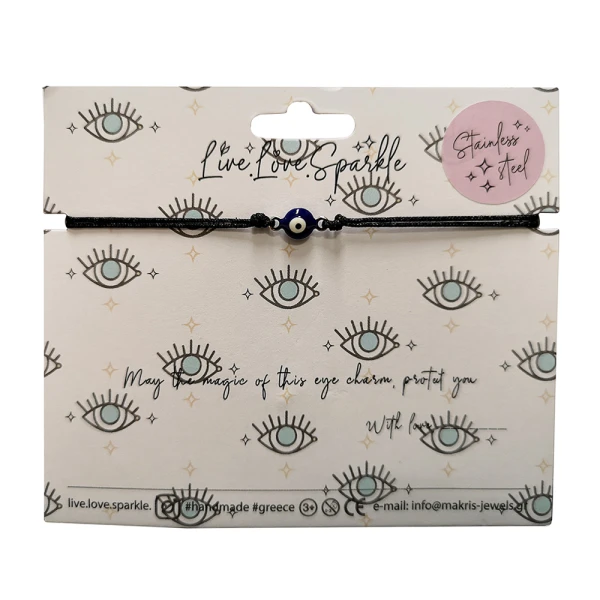 HANDMADE BRACELET MACRAME STAINLESS EVIL EYE WITH ENAMEL 0.70cm. - 2 COLOURS