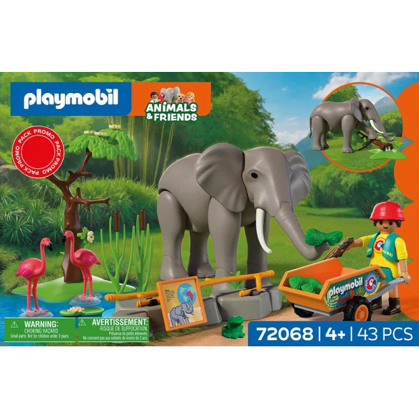 PLAYMOBIL ANIMALS & FRIENDS ΦΡΟΝΤΙΣΤΗΣ ΖΩΟΛΟΓΙΚΟΥ ΠΑΡΚΟΥ ΜΕ ΕΛΕΦΑΝΤΑ ΚΑΙ ΦΛΑΜΙΝΓΚΟ