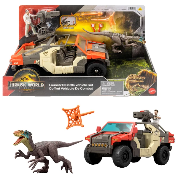 JURASSIC WORLD REBIRTH LAUNCH \'N BATTLE VEHICLE SET
