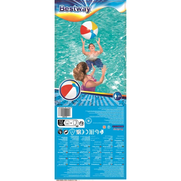 BESTWAY INFLATABLE BEACH BALL 61 cm 3-COLOURED