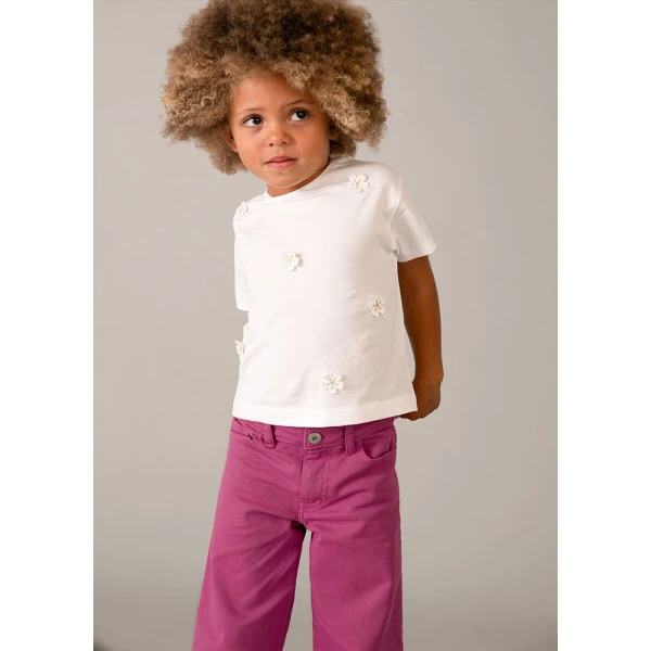 MAYORAL BLOUSE SHORT SLEEVES APPLIQUE WHITE 