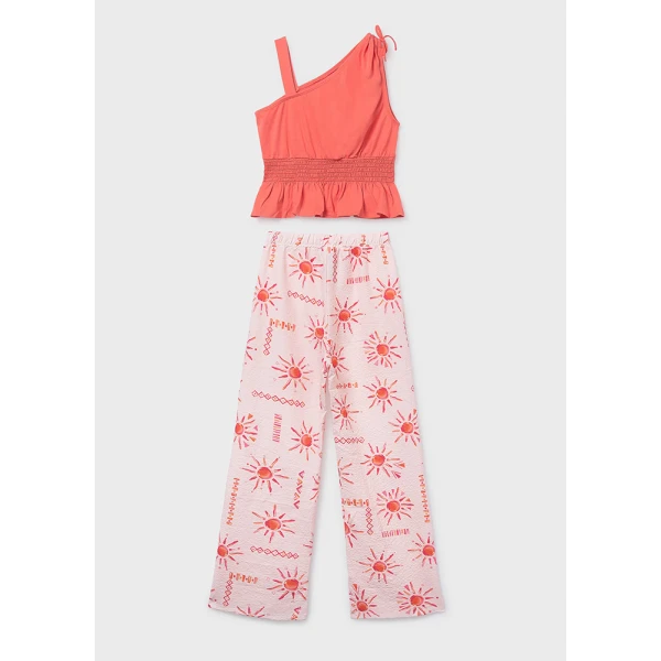 MAYORAL SET PANTS LONG PRINTED PINK-SALMON 