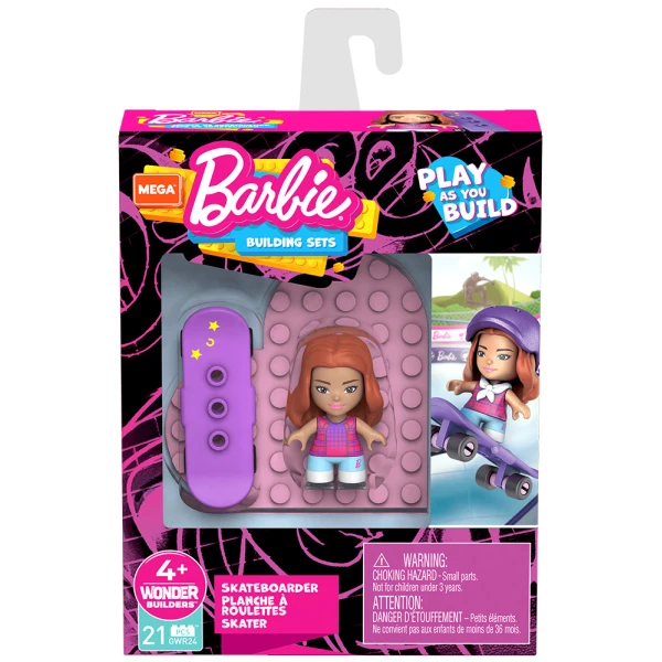 MEGA BLOKS BARBIE FIGURE WITH ACCESSORIES 25 pcs - SKATEBOARDER