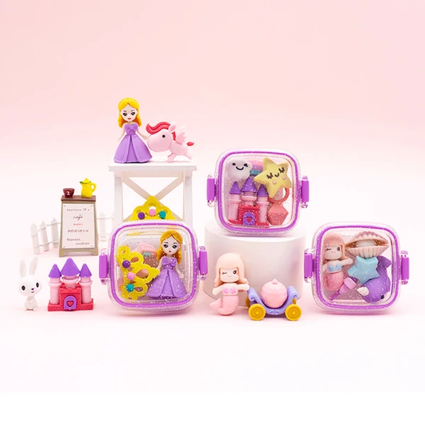 LITTLE TREE FANCY ERASERS IN LUNCHBOX - PRINCESS - 4 DESIGNS
