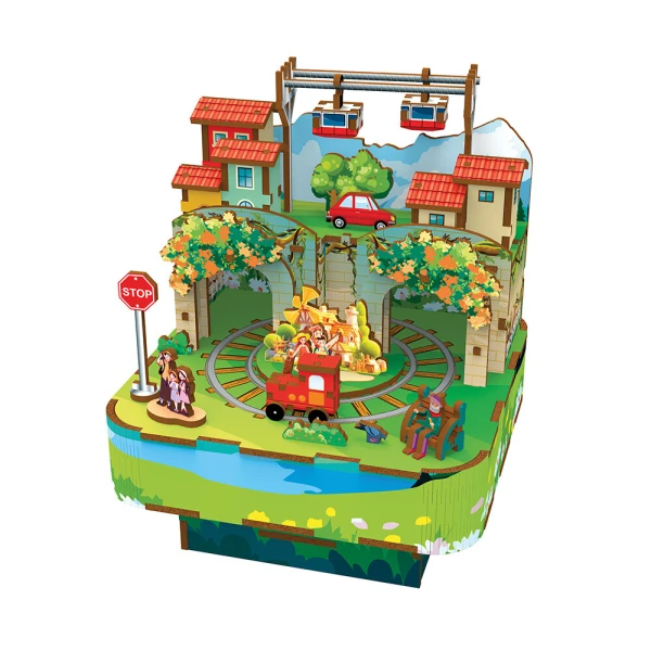 WUDORLD ΞΥΛΙΝΗ ΚΑΤΑΣΚΕΥΗ VILLAGE MUSIC BOX
