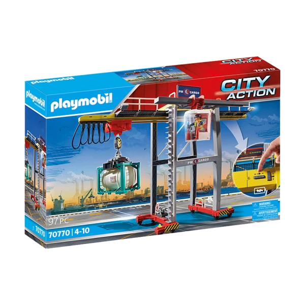 PLAYMOBIL CITY ACTION CARGO CRANE WITH CONTAINER