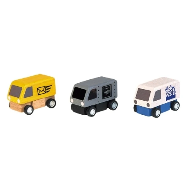 ΞΥΛΙΝΟ ΠΑΙΧΝΙΔΙ PLAN TOYS - DELIVERY VANS (1 SET @ 3 PCS)