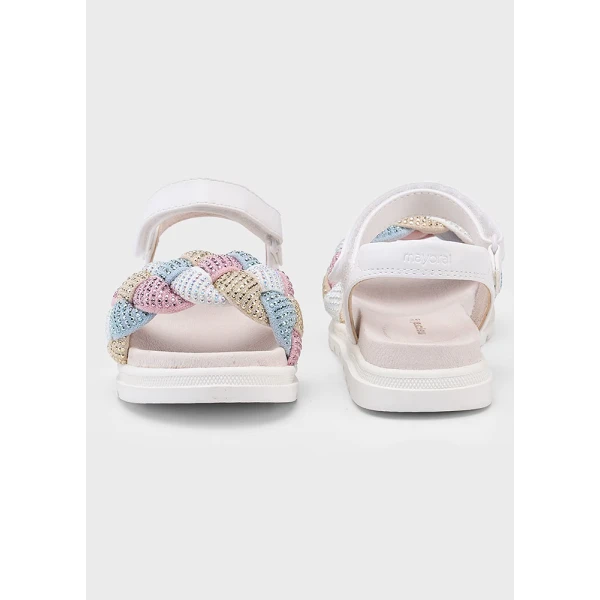 MAYORAL SANDALS BRAID SHINES WHITE MULTICOLOUR