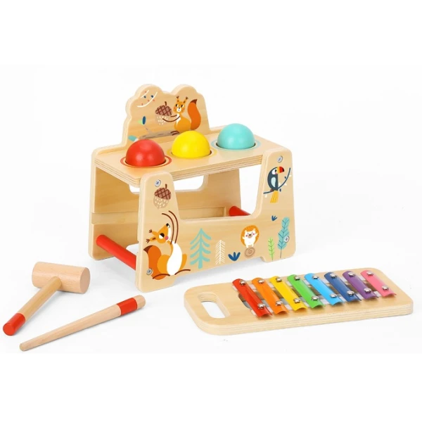 TOOKY TOY WOODEN POUND & TAP BENCH WITH XYLOPHONE
