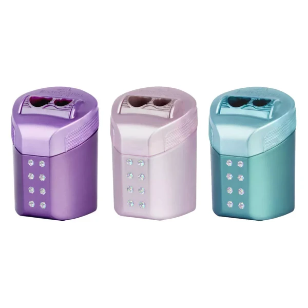 FABER-CASTELL ROLL-ON DOUBLE SHARPENER METALLIC COLOURS COSMIC - 3 COLOURS
