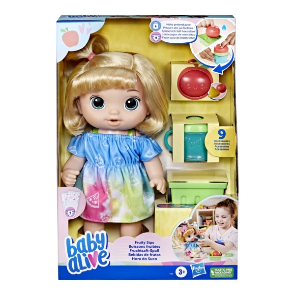 BABY ALIVE ΚΟΥΚΛΑ ΜΩΡΟ FRUITY SIPS APPLE ΞΑΝΘΑ ΜΑΛΛΙΑ