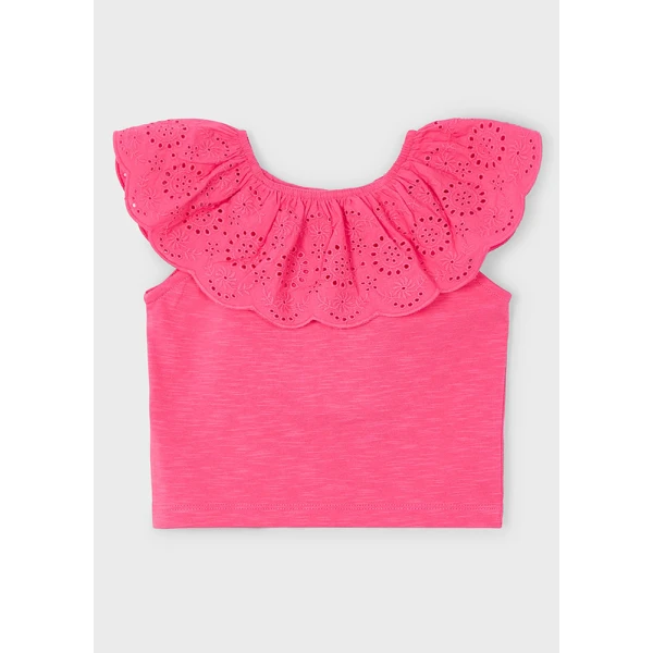 MAYORAL BLOUSE SHORT SLEEVES COMBINED PINK FUCHSIA