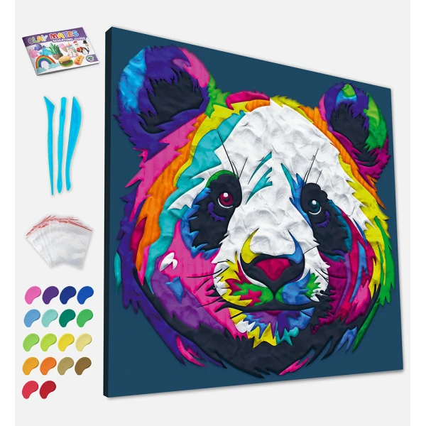 SPLAT PLANET CLAY PAINTING KIT ON CANVAS 30X30 cm PANDA