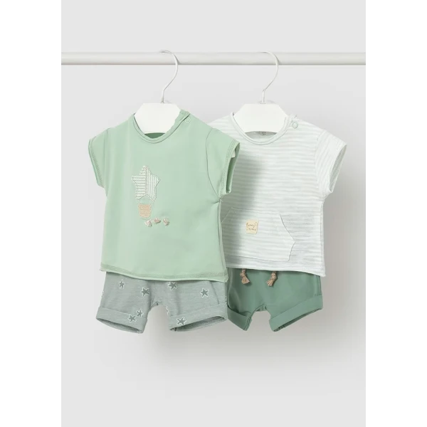 MAYORAL SET COTTON JERSEY 4 PIECES SEAWEED GREEN