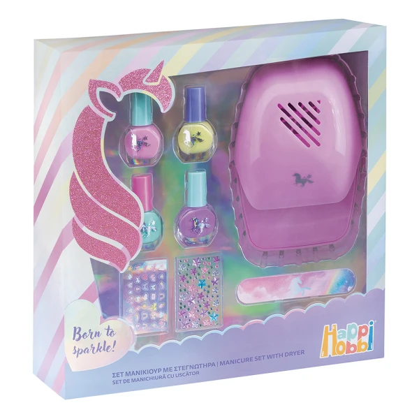 HAPPIHOBBI MANICURE SET WITH DRYER FOR AGES 6+ 