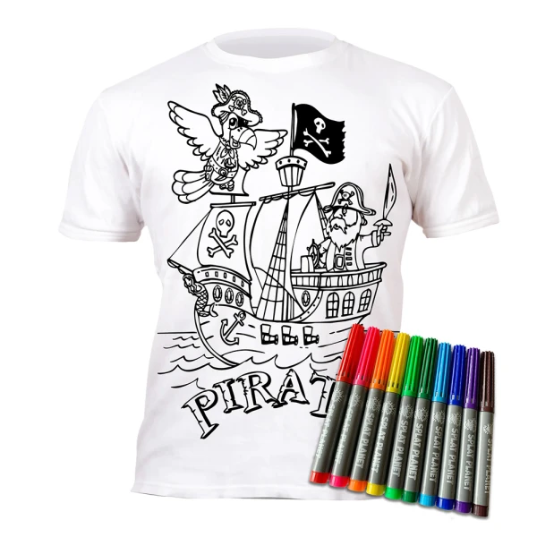SPLAT PLANET ΠΛΕΝΟΜΕΝΟ T-SHIRT ΖΩΓΡΑΦΙΚΗΣ PIRATE ΜΕ ΜΑΡΚΑΔΟΡΟΥΣ (5-6 ΕΤΩΝ)