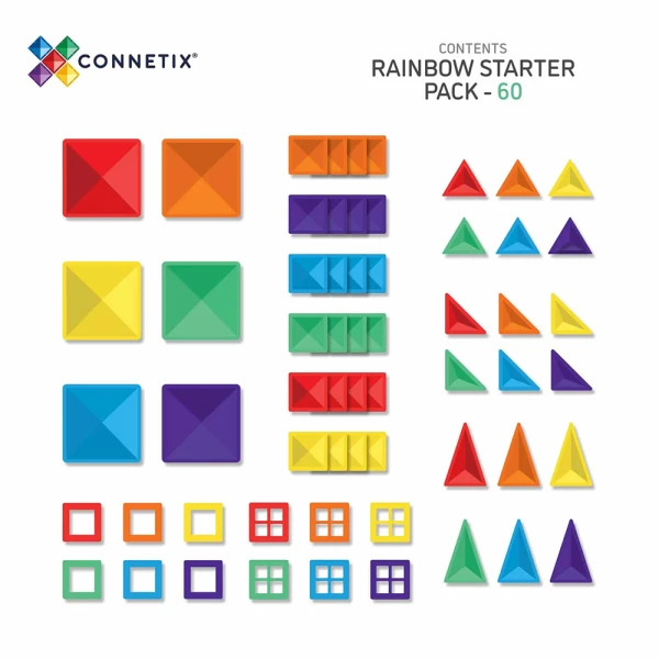 CONNETIX MAGNETIC TILES RAINBOW STARTER PACK 60 pcs