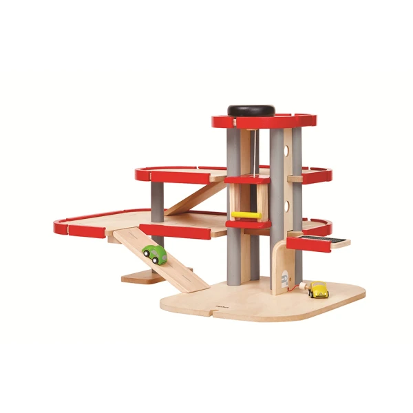 PLAN TOYS RACE N PLAY PARKING GARAGE RED