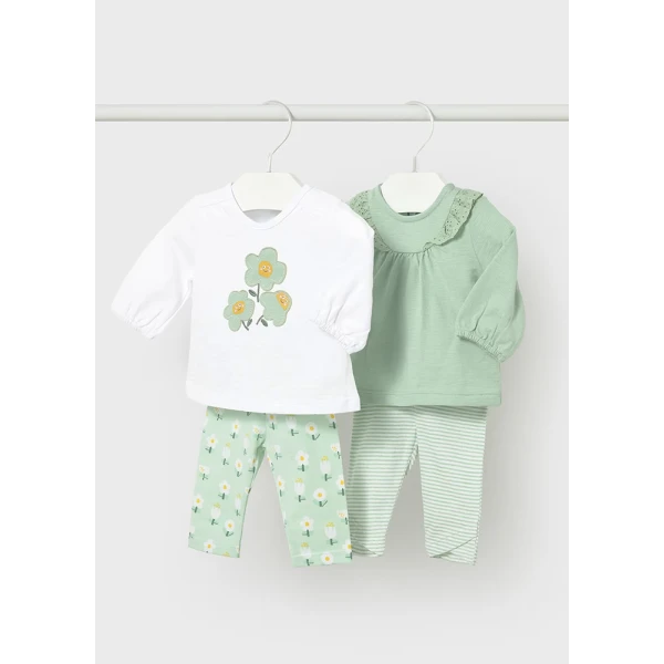 MAYORAL SET LEGGINGS 4 LONG SLEEVES SEAWEED GREEN