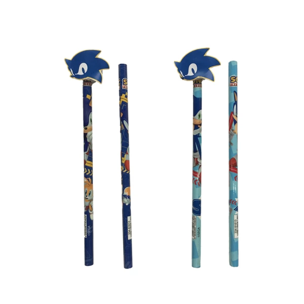 SONIC CLASSIC PENCIL WITH RUBBER FIGURE - 2 DESIGNS