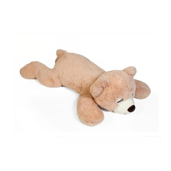 PLUSH BEIGE LYING DOWN BEAR 100 cm WITH HEART
