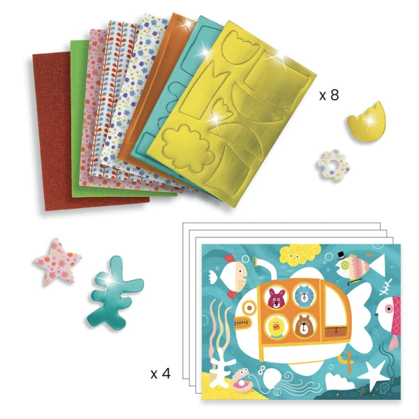 DJECO FOAM STICKER COLLAGE - ANIMAL TEA PARTY