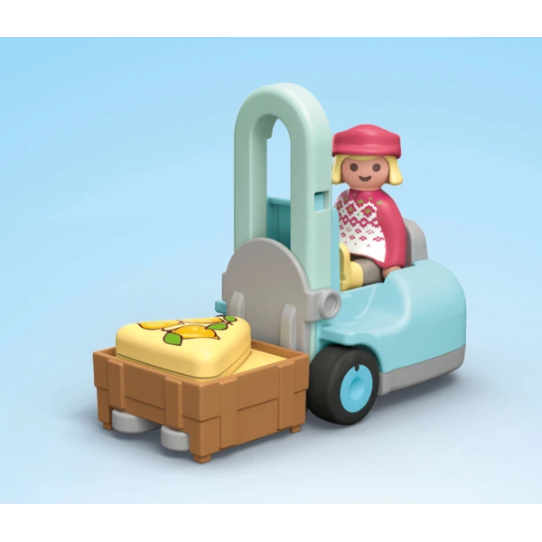 PLAYMOBIL JUNIOR ORGANIC MARKET STALL & FORKLIFT