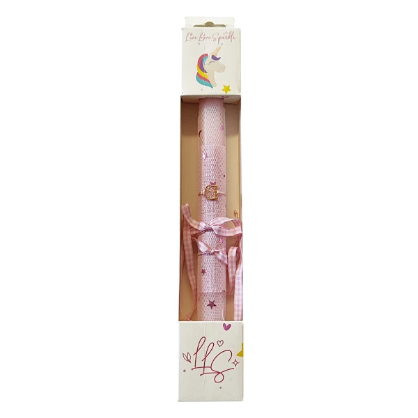 SCENTED CANDLE 30 cm WITH BRACELET PINK CAT 1.3 cm