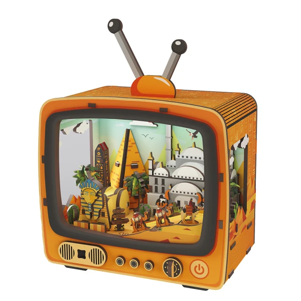 WUDORLD VINTAGE TV ΞΥΛΙΝΗ ΚΑΤΑΣΚΕΥΗ TIMELESS PYRAMIDS