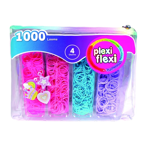 PLEXI-FLEXI BAG WITH 1000 LOOMS & 4 CHARMS - 2 COLOURS