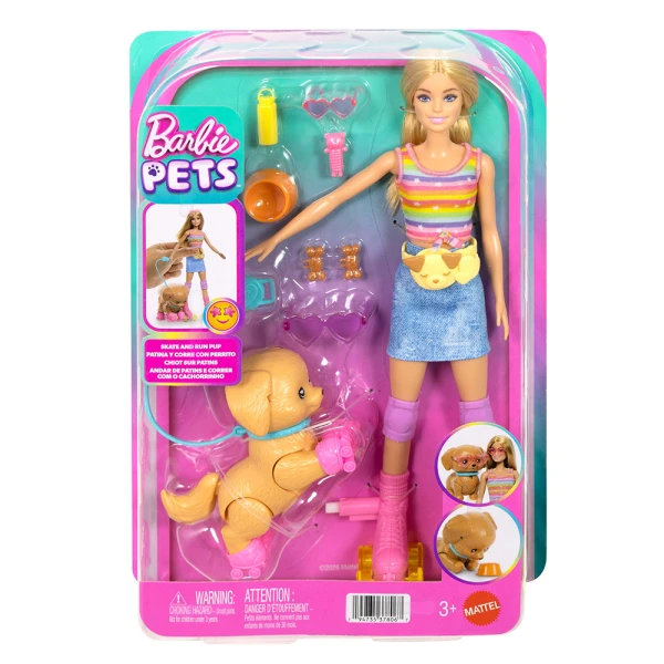 BARBIE ΚΟΥΚΛΑ ROLLER SKATES ΜΕ ΣΚΥΛΑΚΙ