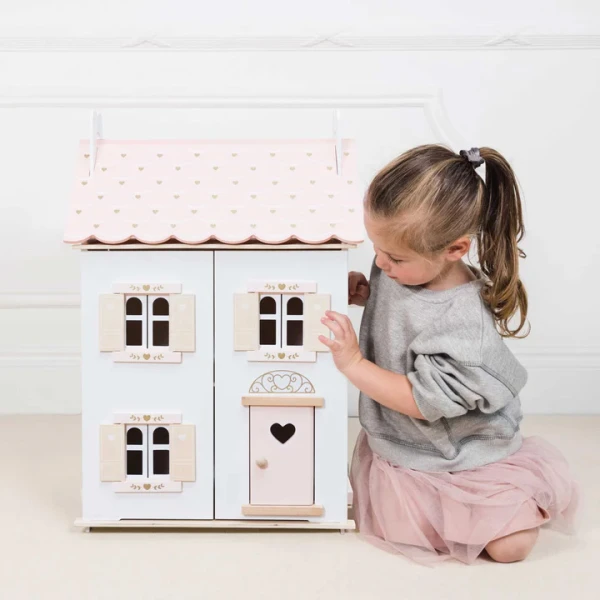 LE TOY VAN ΞΥΛΙΝΟ ΚΟΥΚΛΟΣΠΙΤΟ ROSE HEART ΡΟΖ-ΛΕΥΚΟ 44Χ35Χ63 εκ.