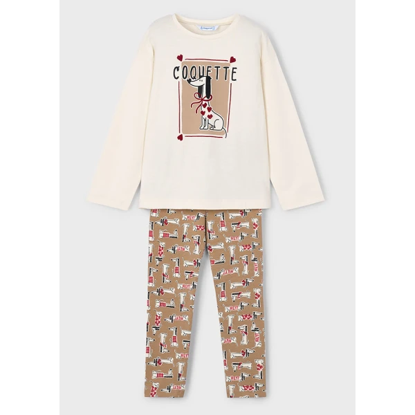 MAYORAL SET LEGGINGS PRINTED CAMEL-RED