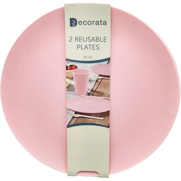 REUSABLE PLATES 25 cm 2 pcs PINK