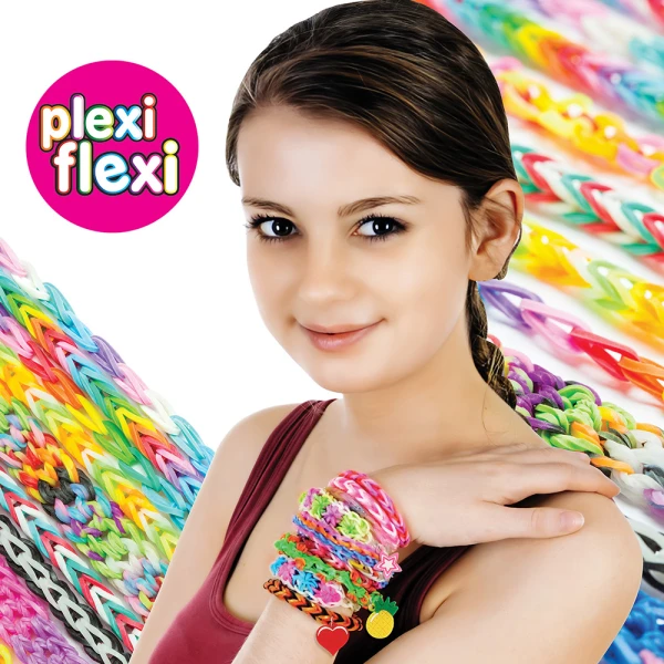 PLEXI-FLEXI PACK WITH 800 LOOMS & 8 CHARMS FOR AGES 5+ - 3 DESIGNS