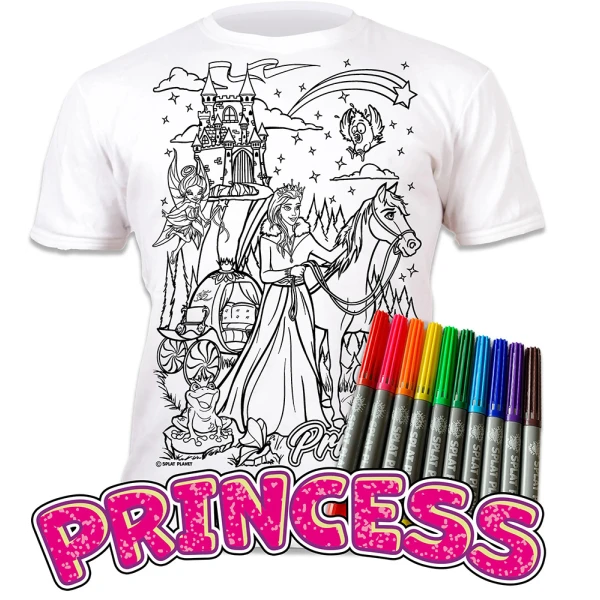 SPLAT PLANET WASHABLE COLOURING T-SHIRT PRINCESS WITH MARKERS (3-4 YEARS)