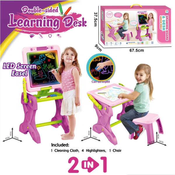 2 IN 1 PINK DESK PAINTING BOARD THAT LIGHTS UP 