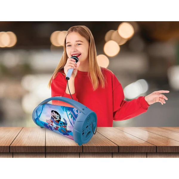 LEXIBOOK KIDS SPEAKER STITCH WITH LIGHT AND  KARAOKE MICROPHONE