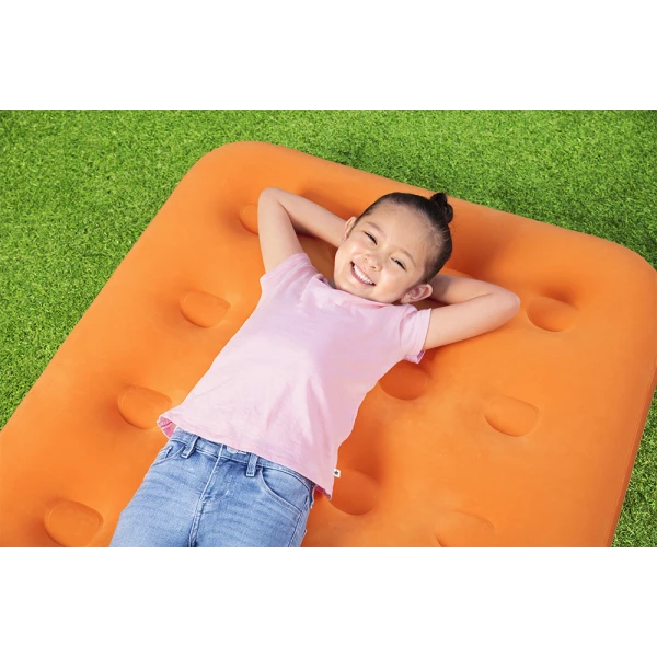BESTWAY CHILDREN INFLATABLE AIRBED 158X89X18 cm DROWSY DREAMER AIR ORANGE WITH MANUAL HAND PUMP