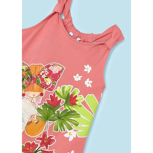 MAYORAL DRESS SCREEN PRINT PINK-SALMON