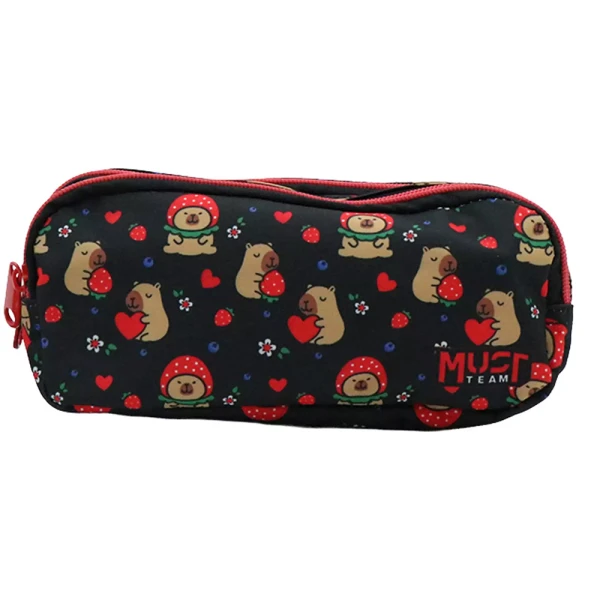 MUST TEAM BARREL PENCIL CASE 21X6X9 cm 2 COMPARTMENTS CAPYBARA