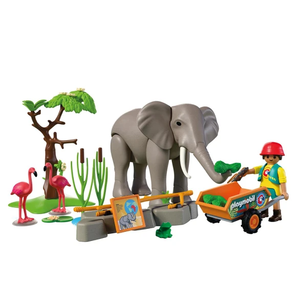 PLAYMOBIL ANIMALS & FRIENDS ΦΡΟΝΤΙΣΤΗΣ ΖΩΟΛΟΓΙΚΟΥ ΠΑΡΚΟΥ ΜΕ ΕΛΕΦΑΝΤΑ ΚΑΙ ΦΛΑΜΙΝΓΚΟ
