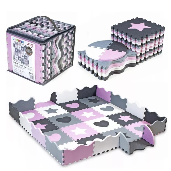 FLOOR PUZZLE 16 pcs. PINK-GREY
