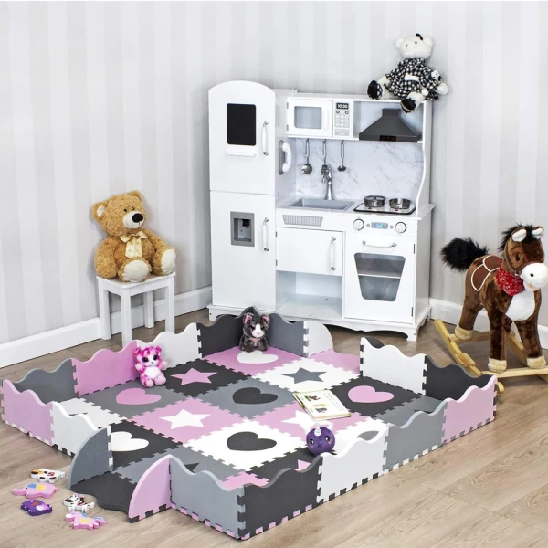 FLOOR PUZZLE 16 pcs. PINK-GREY