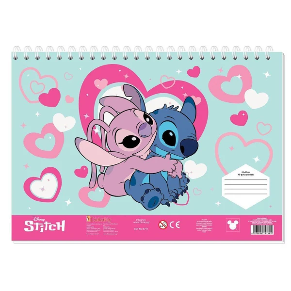 ΜΠΛΟΚ ΖΩΓΡΑΦΙΚΗΣ 23Χ33 εκ. 40 ΦΥΛΛΑ LILO & STITCH ΜΕ ΑΥΤΟΚΟΛΛΗΤΑ - 2 ΣΧΕΔΙΑ
