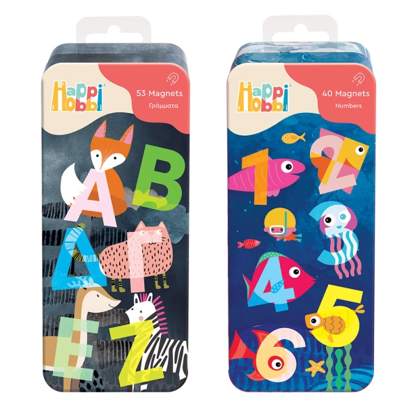 HAPPIHOBBI MAGNET TIN ΓΡΑΜΜΑΤΑ ΚΑΙ ΑΡΙΘΜΟΙ ΕΚΠΑΙΔΕΥΤΙΚΟΙ ΧΑΡΤΙΝΟΙ ΜΑΓΝΗΤΕΣ ΓΙΑ 3+ ΧΡΟΝΩΝ - 2 ΣΧΕΔΙΑ