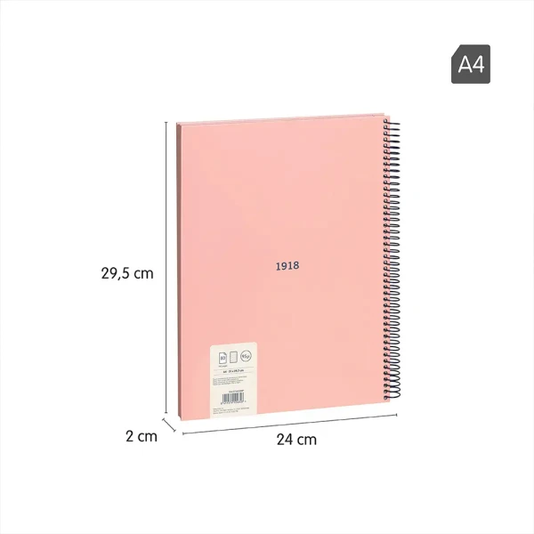 MILAN A4 SPIRAL NOTEBOOK 80 SHEETS COLLECTION PINK