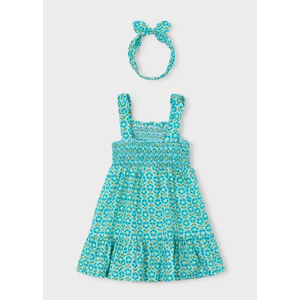 MAYORAL DRESS PRINTED RIBBON DARK BLUE