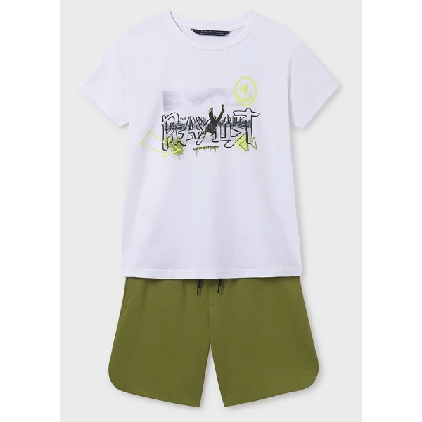 MAYORAL SET COTTON PLAYLIST WHITE-GREEN